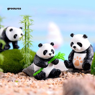 Greensea_ ตุ๊กตาแพนด้าจิ๋วน่ารัก สําหรับตกแต่งบ้านตุ๊กตา สวน DIY 4 ชิ้น