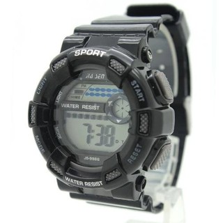 Sport Watch นาฬิกาข้อมือชาย-หญิง สายยางดำ ขอบเทา ระบบ Digital SW-C03