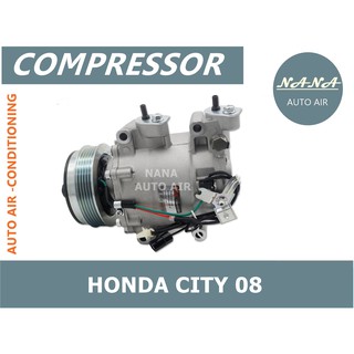 Compressor  HONDA CITY 08’ คอมเพลสเซอร์แอร์รถยนต์ TRSE07 No.of Grooves : 5PK Pulley Diameter : 118mm Rate Voltage : 12V