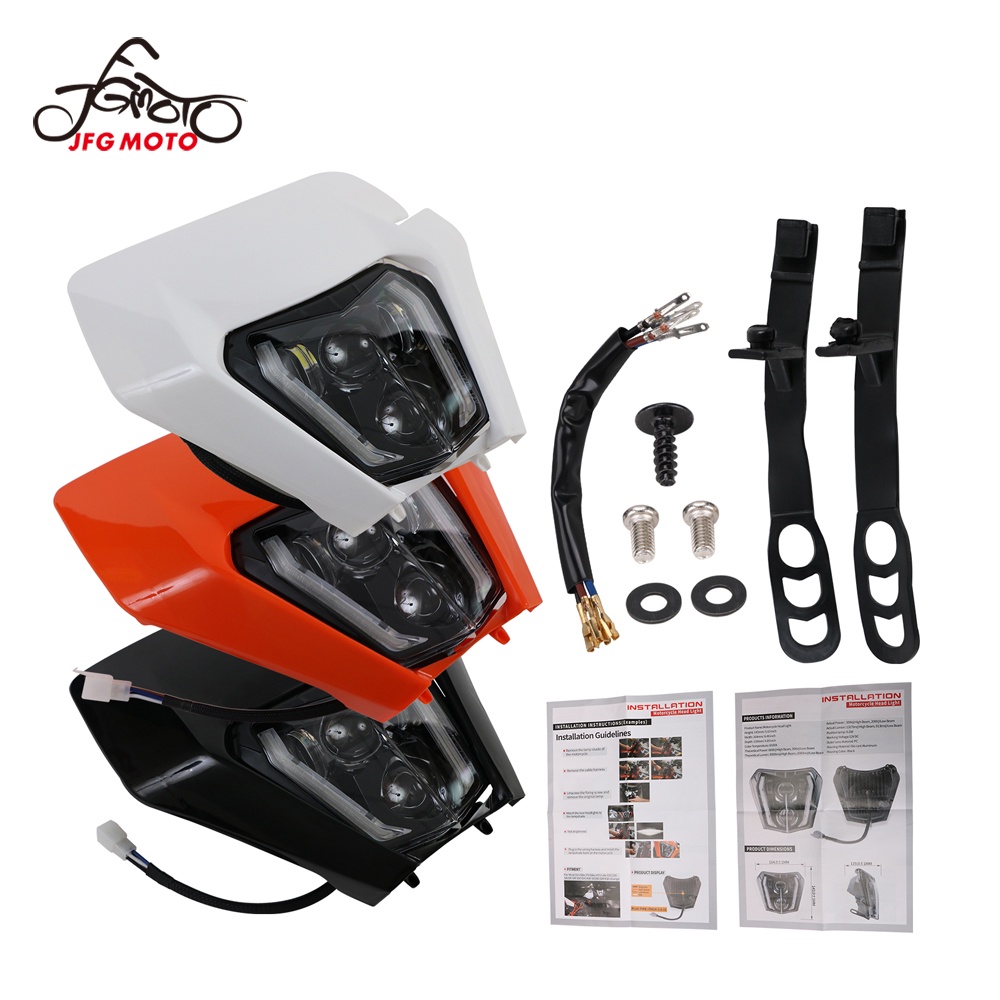 Jfg MOTO ไฟหน้ารถจักรยานยนต์ LED อุปกรณ์เสริม สําหรับ CRF150l klx crf honda xr xtz adv KTM SX125 SX150 SX250 EXC125 EXC150