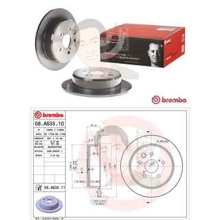 08 A635 11 จานเบรค ล้อ R (ยี่ห้อ BREMBO) รุ่น UV LEXUS IS250 (GSE20) ปี 2005-&gt;