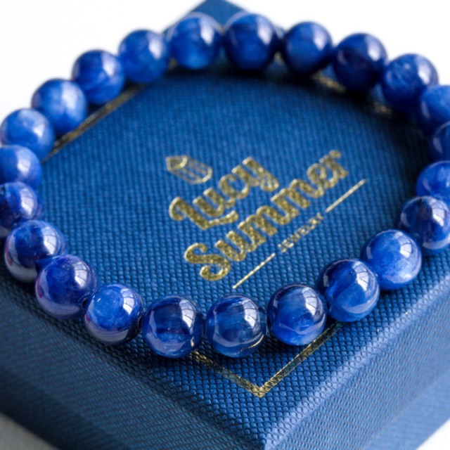 กำไลข้อมือหินแท้ Kyanite - ไคยาไนท์ เกรดพรีเมี่ยม สีน้ำเงินเข้ม ธรรมชาติ ไม่ย้อมสี (กำไลหินแท้ รับประกันหินแท้)
