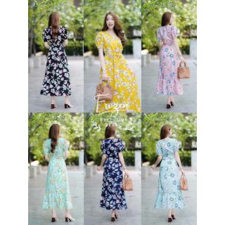 MaxiDress แม็กซี่เดรส แขนตุ๊กตา ผ้าหาง