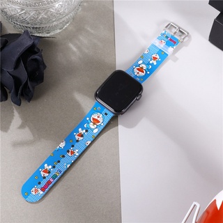 สายนาฬิกาข้อมือ ลายการ์ตูนโดราเอมอน แบบเปลี่ยน สําหรับ apple watch band For iWatch Series 8 7 SE 6 5 4 3 2 1 Correa 38 40 41 42 44 45 มม.