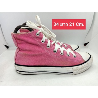 Converse 34 ยาว 21 Cm.รองเท้ามือสอง  ผ้าใบ แฟชั่น วินเทจ สายเซอร์