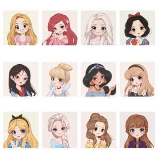 Topxia ภาพจิตรกรรมสีน้ํามันลาย Diy Disney Princess ขนาด 20x20 ซม. พร้อมกรอบรูปสําหรับตกแต่งบ้าน