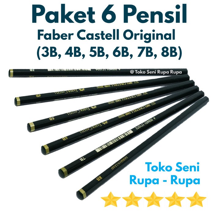 Faber Castell Pencils แพ็คดินสอ 6 แท่ง 8B, 7B, 6B, 5B, 4B, 3B, ดินสอเขียนแบบ, ดินสอสเก็ตช์, ดินสอเขี