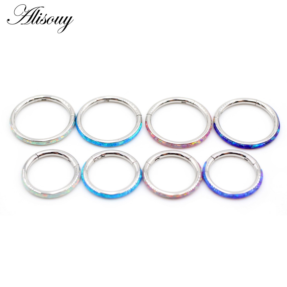 Alisouy 1 ชิ้น 316 ลิตร สเตนเลส โอปอล กระดูกอ่อน ต่างหู กริ๊บ จมูก แหวน ห่วง ส่วนแหวน เครื่องประดับเจาะ ประจําวัน