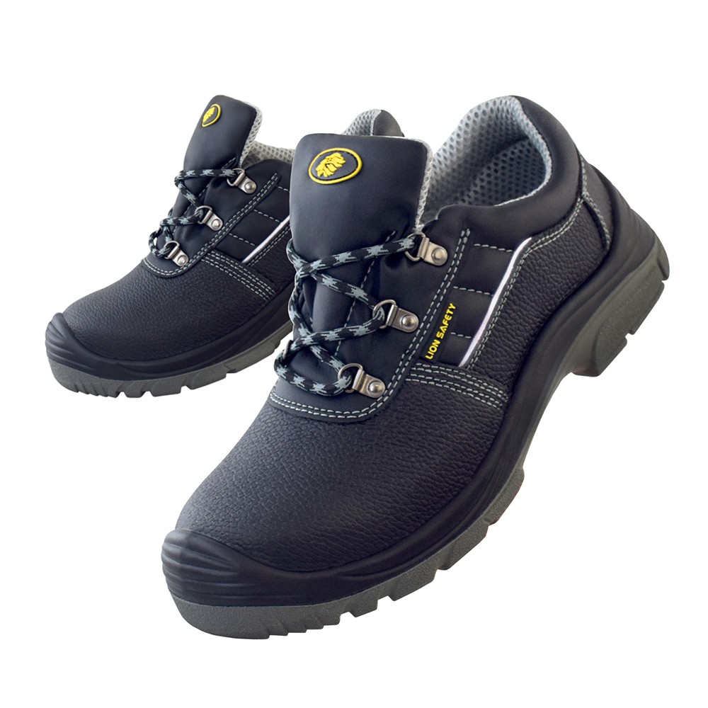 LION RUN (LION SAFETY) รองเท้าเซฟตี้ หุ้มส้น หนังแท้อัดลาย พื้นพียู แถบสะท้อน