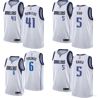 เสื้อกีฬาบาสเก็ตบอลแขนกุด ลายทีม OIO NBA Mavericks Nowitzki Barea Kidd Porzingis สไตล์คลาสสิก