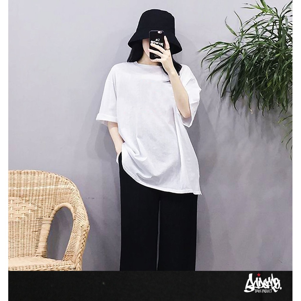 10.10. SALE ® เสื้อ Oversize Long ( รุ่นแขนยาว ) สีขาวสว่าง เสื้อยืดเท่ๆ S M L / OL