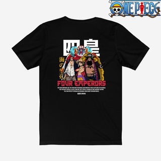 เสื้อยืดเสื้อยืดแขนสั้นลําลอง ทรงหลวม พิมพ์ลายอนิเมะ One Piece Yonko Four Emperors พลัสไซซ์