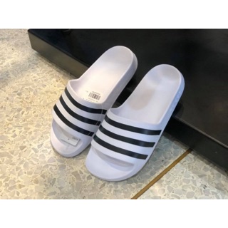 Adilette Aque Slide สีขาวดำ 💯✅