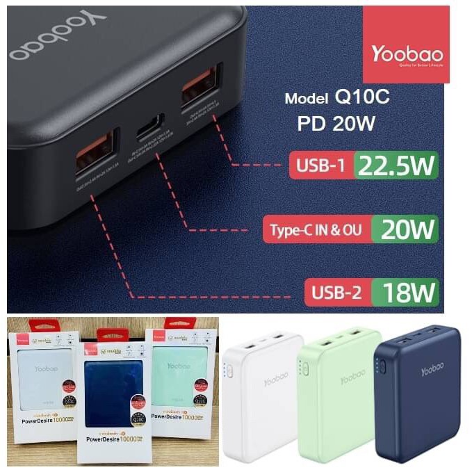 แบตสำรอง Yoobao Powerbank Q10C PD 20W
