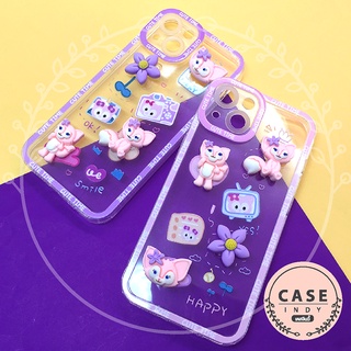 พร้อมส่งเคส 7+/8+ 11/13 เคสมือถือนิ่มใสกันกล้อง ซิลิโคน TPU ติดการ์ตูนแมวนูน