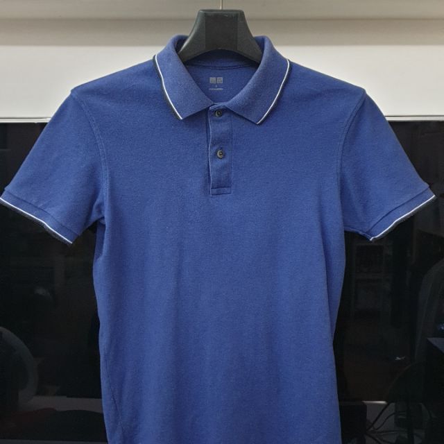 เสื้อโปโล UNIQLO มือสอง Size S สีน้ำเงิน สภาพดี ใส่สบาย มือสองของแท้