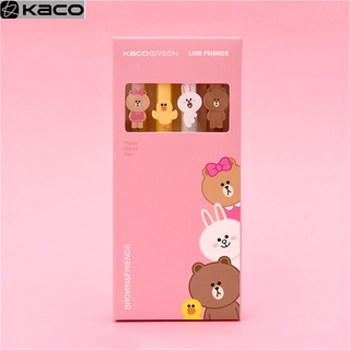 Kaco Line Friends ปากกาหมึกเจลสีดํา 0.5 มม. 4 ชิ้น / แพ็คสําหรับสํานักงานโรงเรียน