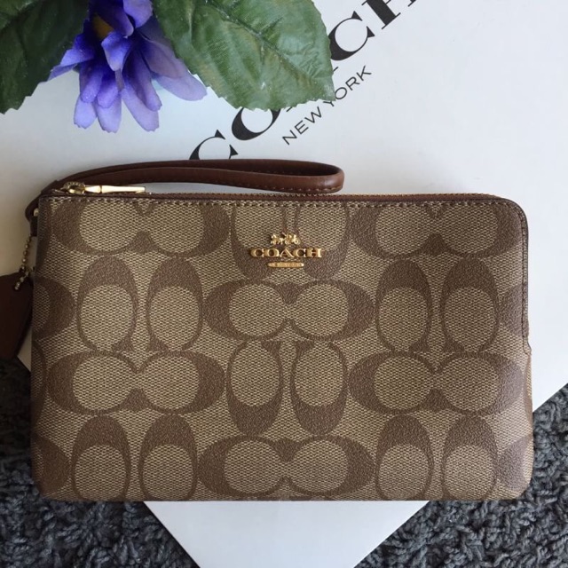 Coach Double Zip Wallet In Signature Canvas F16109 IME74