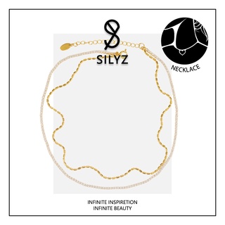 Silyz Double Layer Diamond Necklaceสร้อยคอเพชรสองชั้นสร้อยคอสีทองงาน stainless steel ชุบทอง 18k Y-116-117