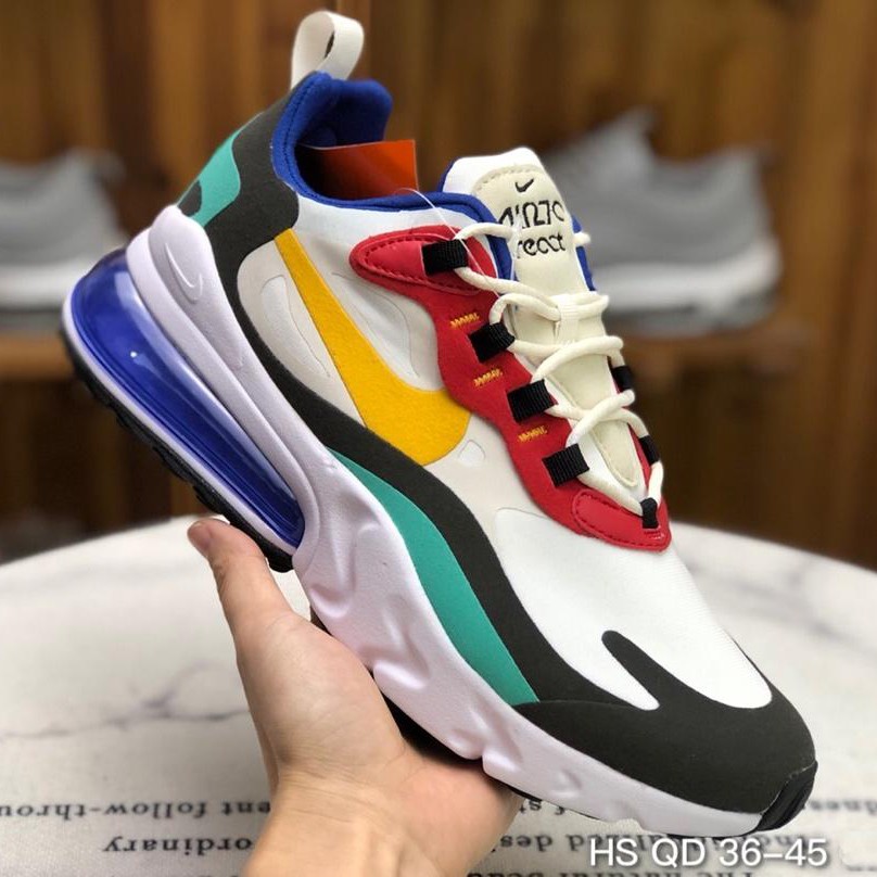 Nike Air Max 270 React Running Shoes For Women Men White Blue Inspired Shopee Thailand