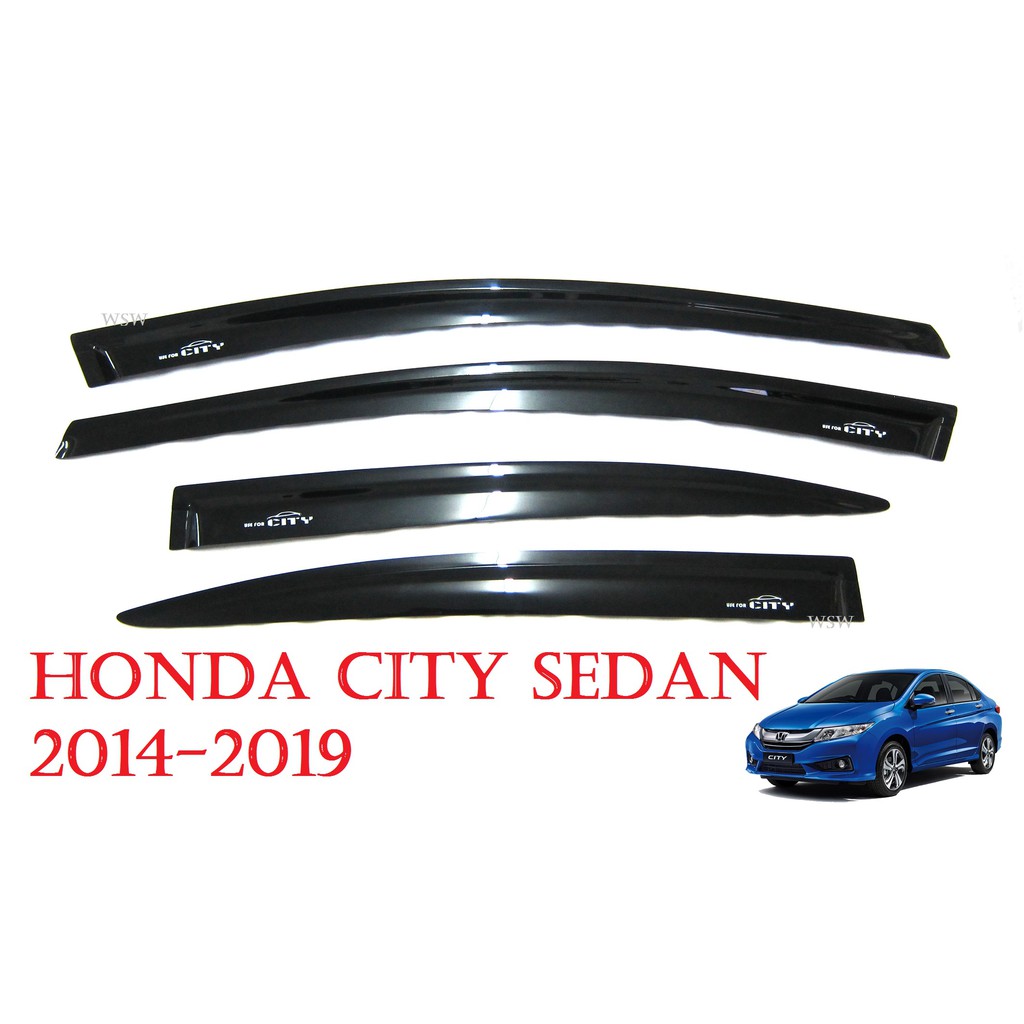 (4ชิ้น) กันสาดประตู รถยนต์ ฮอนด้า ซิตี้ ใหม่ ปี 2014-2019 สีดำ HONDA CITY Windshield กันสาด กันฝน ของแต่งซิตี้ AO