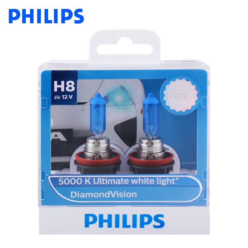 Philips H8 12V 35W Diamond Vision 5000K Xenon Super White Fog Light Halogen Bulbs Car Lamps PGJ19-1 