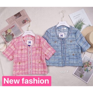 🌸🌸พร้อมส่งจากไทย🌸🌸 🌸🌸เสื้อคอกลม แขนสั้น ผ้าทวิต แต่งดีเทล เปียรอบคอ+สาปหน้า พร้อมกระเป๋าคู่  ผ้าหน่านุ่ม