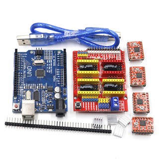 Cnc shield V3 เครื่องพิมพ์ 3D และบอร์ดขยายไดรเวอร์ A4988 4 ชิ้น สําหรับ Arduino + UNO R3 พร้อมสาย USB