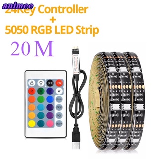 แถบไฟแบ็คไลท์ LED 24 คีย์ 5050 RGB TV 20 ม. 5V USB A*R