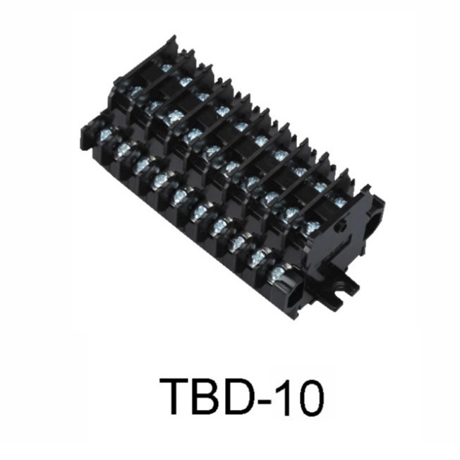 เทอร์มินอล TBD-10 10A/600VAC (1แถว/10ชิ้น) เทอร์มินอล 2ชั้น TBD-10 พร้อมฝาปิดท้าย Terminal Block  (M