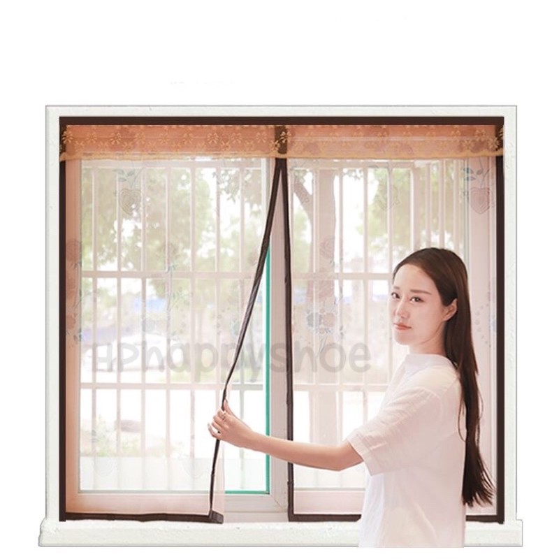 ม่านกันยุง หน้าต่างกันยุง 130x150cm. (คละลาย) แม่เหล็กติดสนิท เปิดปิดอัตโนมัติ ตาข่ายระบายอากาศได้ดี
