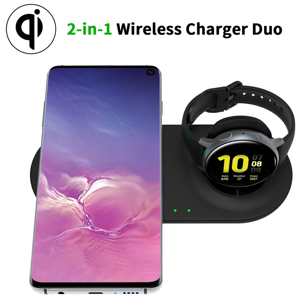 TEO Samsung 2 in 1 Wireless Charger Duo Qi Certified Gear S3 charger gear sport charger gear s2 charger Galaxy Watch 42m ncq9y8gkqu ThaiPick