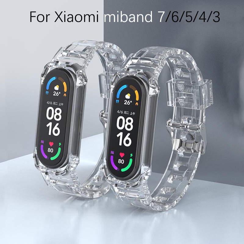 สายนาฬิกาข้อมือซิลิโคนใส แบบเปลี่ยน สําหรับ For Xiaomi Mi Band 7 6 5 Miband 4 3