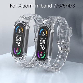 สายนาฬิกาข้อมือซิลิโคนใส แบบเปลี่ยน สําหรับ Xiaomi Mi Band 7 6 5 Miband 4 3