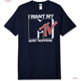 FHHWC New MTV Mens Want Logo T-Shirt แฟชั่น เสื้อยืดผู้ชายและผู้หญิง discount