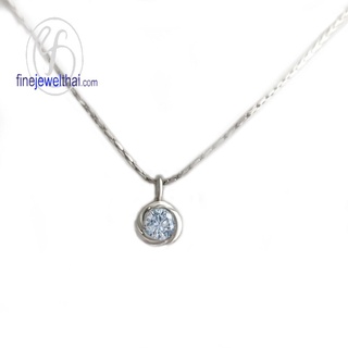 Finejewelthai-จี้อะความารีน-อะความารีน-จี้พลอย-พลอยประจำเดือนเกิด-Aquamarine-Silver-Pendant-Birthstone-P1054aq00e