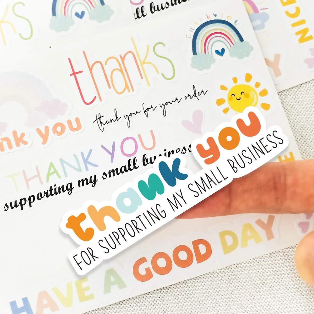 สติกเกอร์ฉลาก ลาย Thank You น่ารัก ขนาดเล็ก สําหรับตกแต่งเค้ก เครื่องเขียน