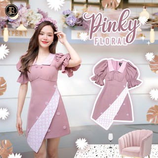 BLT BRAND การันตีเสื้อผ้าแบรนด์แท้ มินิเดรสสีชมพู PINKY FLORAL