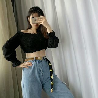 [พร้อมส่ง] เข็มขัดผ้าทรูโทนลายดอกเดซี่