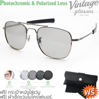 แว่นตากันแดดเลนส์ออโต้เปลี่ยนสีเข้มอัตโนมัติ+เลนส์โพลาไรส์ รุ่น AO8054 Auto Lens + Polarized Lens(กรอบเงิน)