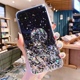 พร้อมส่ง เคสโทรศัพท์มือถือแบบนิ่ม iPhone 13 12 11 Pro Max Mini Phone Case Bling Clear Black Green Pink Star Space TPU Soft Back Cover Casing