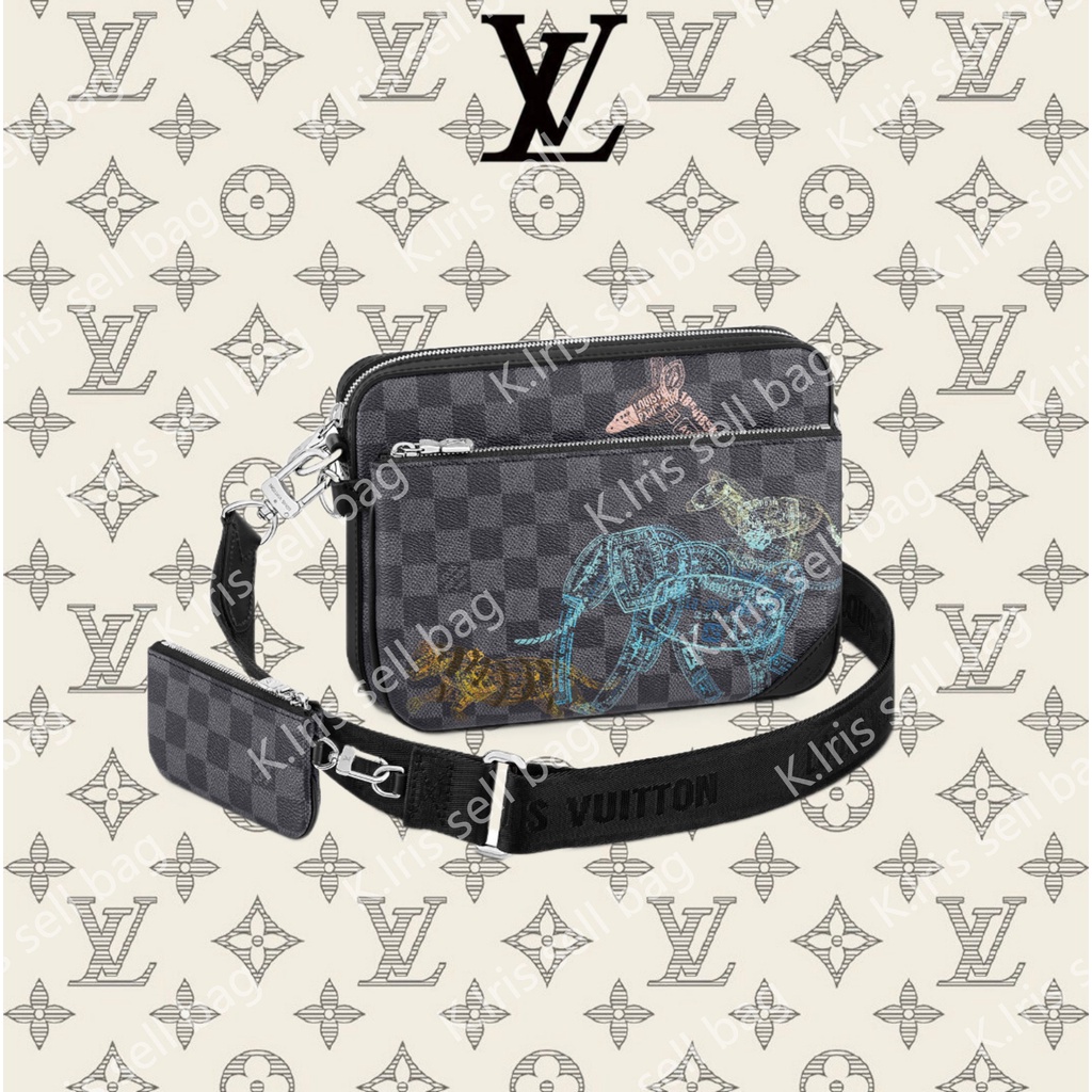 Louis Vuitton/ LV/ TRIO กระเป๋าสะพายข้าง สีดำ