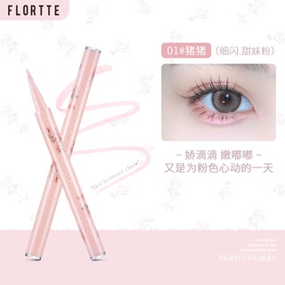 Flortte ปากกาไฮไลท์ เนื้อลิขวิด แต่งลูกปัด ลายดอกไม้ สไตล์โลเลีย สําหรับแต่งหน้า