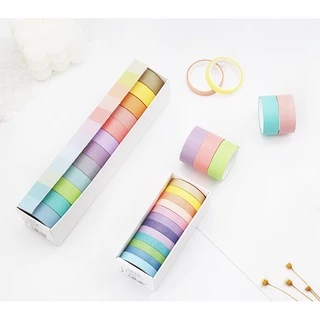 🌈 washi tape Masking tape หลายขนาด เทปวาชิตกแต่ง สีพาสเทล แบบมีกาว