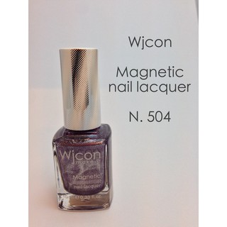 (พร้อมส่ง) สีทาเล็บ Wjcon Magnetic nail lacquer N.504 สีม่วงประกายเนื้อละเอียด สีสวย ติดทนนาน