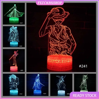 ฟิกเกอร์วันพีช โคมไฟตั้งโต๊ะ One Piece Luffy 3 D Led 7 สีใช้แบตเตอรี่