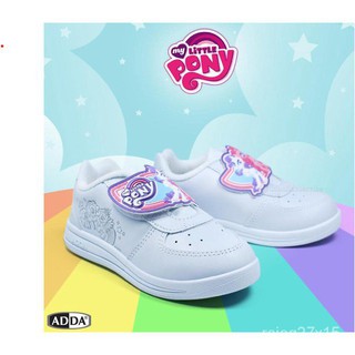 รองเท้านักเรียนเด็กผู้หญิง รองเท้าพละ รองเท้าผ้าใบสีขาว ลายโพนี่(Pony) ADDA รุ่น 41G70‍‍‍‍ PQQH