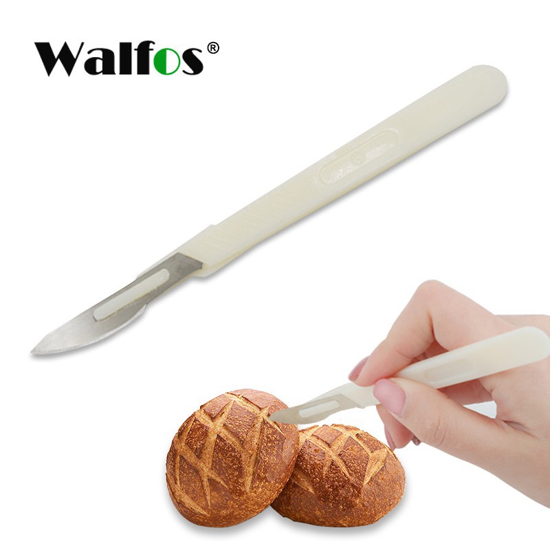 WALFOS มีดกรีดลายขนมปัง ชนิดโลหะคาร์บอน แบบโค้ง สไตล์ยุโรป