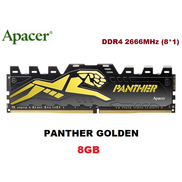 8GB RAM PC (แรมพีซี) APACER DDR4 2666MHZ PANTHER (สีดำ-ทอง) - รับประกันตลอดอายุการใช้งาน