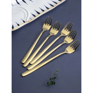 ส้อม สแตนเลส สีทอง เรียบหรู  Plain Golden Stainless Steel Fork